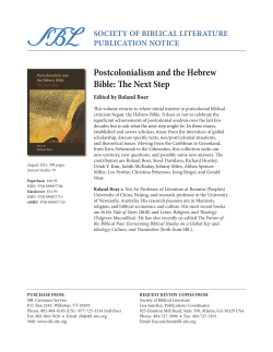 publication notice - Society of Biblical Literature