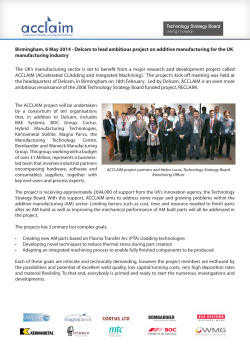 Birmingham, 6 May 2014 - Delcam to lead ambitious project on
