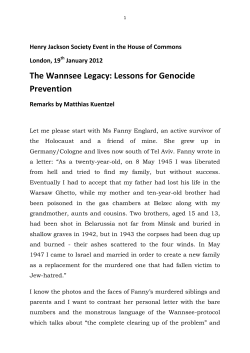 The Wannsee Legacy: Lessons for Genocide Prevention