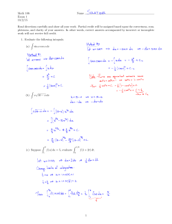 Math 106 Name Exam 1 10/2/15 Read directions carefully and show