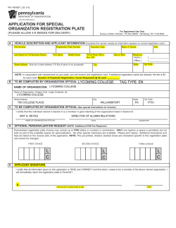 PennDOT specialty plate application