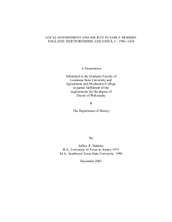 LOCAL GOVERNMENT AND SOCIETY IN EARLY MODERN