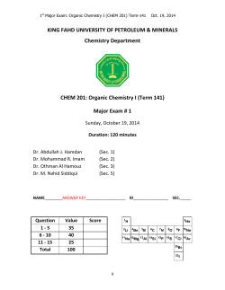 CHEM-201(141)-First Major - Answer Key