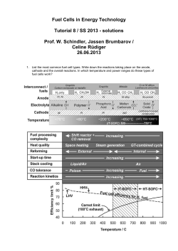 Fuel Cells in Energy Technology Tutorial 8 / SS 2013