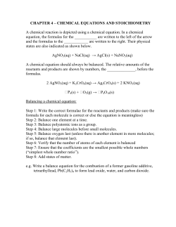 CHAPTER 4 – CHEMICAL EQUATIONS AND