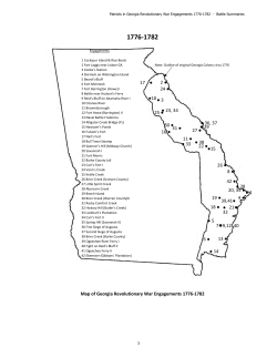 Map of Georgia Revolutionary War Engagements 1776