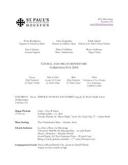 CHORAL AND ORGAN REPERTOIRE CHRISTMAS EVE 2016