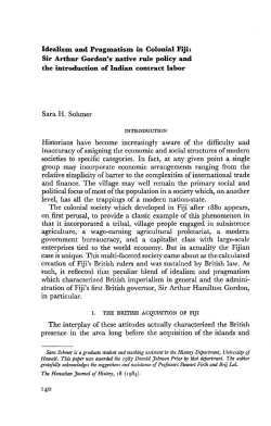 Idealism and Pragmatism in Colonial Fiji: Sir Arthur Gordon`s