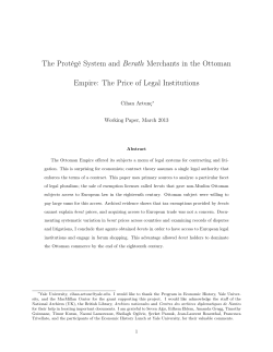 The Prot&eacute;g&eacute; System and Beratlı Merchants in the Ottoman Empire