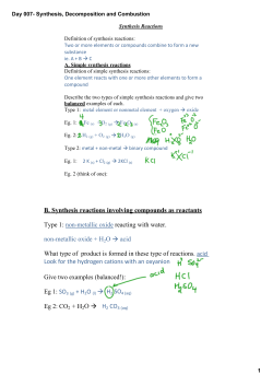 Day 007- Synthesis, Decomposition and Combustion