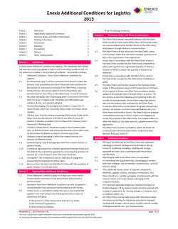 Enexis Additional Conditions for Logistics 2013 (EN)