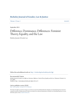 Difference, Dominance, Differences: Feminist Theory, Equality, and