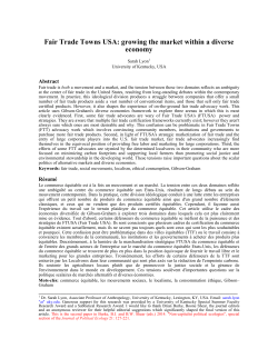 Fair Trade Towns USA - Journal of Political Ecology