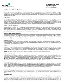 2016 She and Me Camp Parent/Guardian Information Sheet