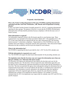 Frequently Asked Questions - North Carolina Department of Revenue