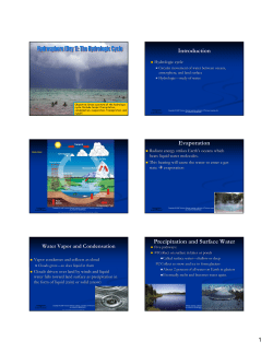 Introduction Evaporation Precipitation and Surface Water