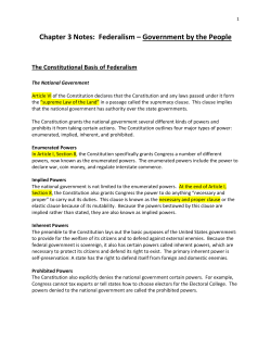 Chapter 3 Notes: Federalism &ndash; Government by the People