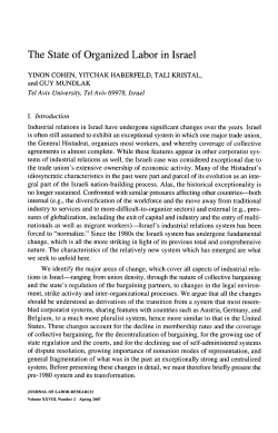 The State of Organized Labor in Israel