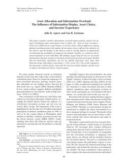 Asset Allocation and Information Overload: The