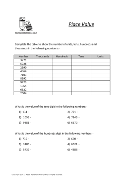 Place Value - Maths Homework Help Online