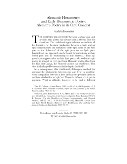 Alcmanic Hexameters and Early Hexametric Poetry