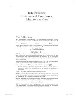 rate problems: distance and time, Work, mixture, and Cost
