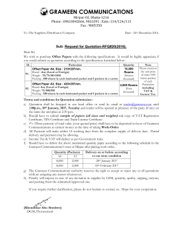 RFQ # 20/2016 - Grameen Communications