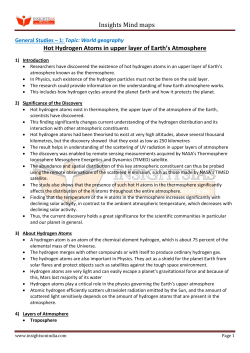 Hot Hydrogen Atoms in upper layer of Earth`s atmosphere