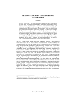 CHENYANG LI/ Five Contemporary Challenges for Confucianism