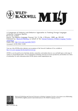 A Comparison of Inductive and Deductive Approaches to Teaching