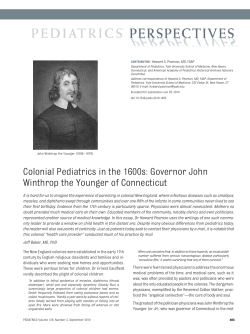 Colonial Pediatrics in the 1600s: Governor John Winthrop the