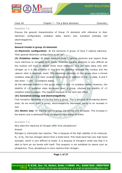 Class XII Chapter 7 – The p Block Elements Chemistry Page 1 of 27