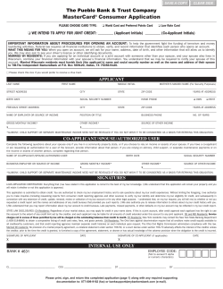 MasterCard&reg; Consumer Application