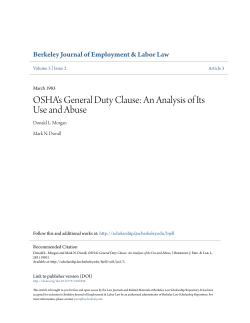 OSHA`s General Duty Clause: An Analysis of Its Use and Abuse