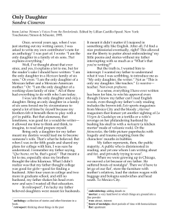 Only Daughter by Sandra Cisneros