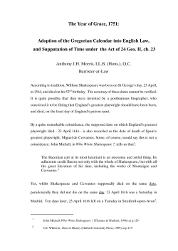 The Year of Grace, 1751: Adoption of the Gregorian Calendar into