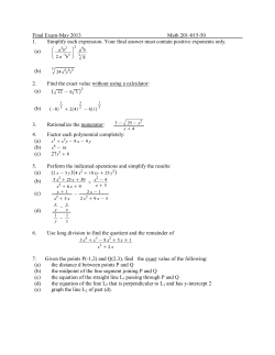 Final Exam-May 2013 Math 201-015-50 1. Simplify each expression