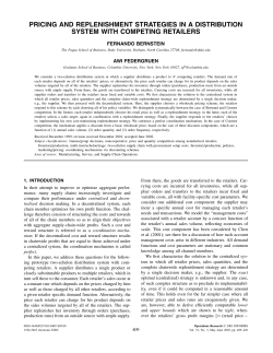 pricing and replenishment strategies in a distribution system with