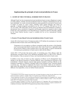 Implementing the principle of universal jurisdiction in