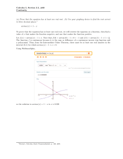 Calculus I, Section 2.5, #60 Continuity (a) Prove that the equation