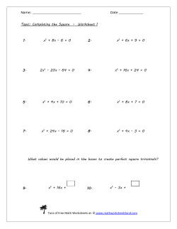 Completing the Square Five Worksheet Pack