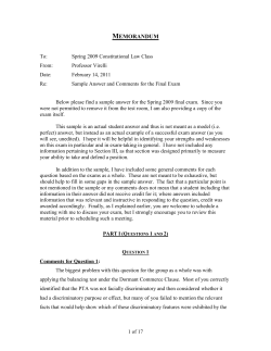 Con Law Exam Sample Answer Memo (Spring 2009)