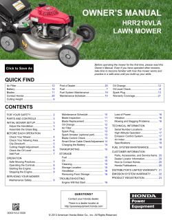 Owner`s Manual HRR216VLA Lawn Mower
