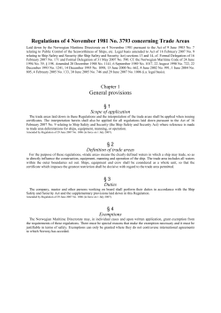 Regulations of 4 November 1981 No. 3793 concerning Trade Areas