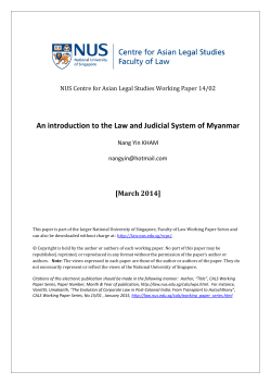 An introduction to the Law and Judicial System of Myanmar