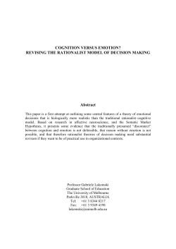 COGNITION VERSUS EMOTION?