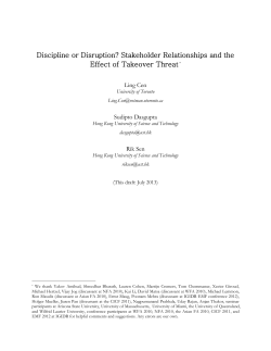 Stakeholder Relationships and the Effect of Takeover Threat