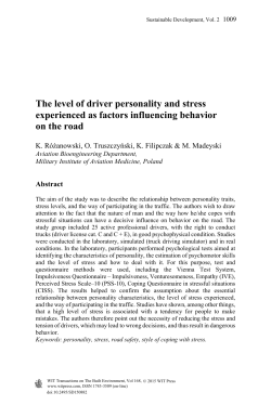 The level of driver personality and stress experienced