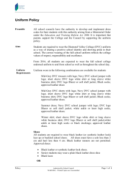 Uniform Policy - Diamond Valley College