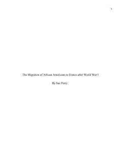 The Migration of African Americans to France after World War I By